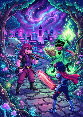 Deltarune Characters in Magical Forest