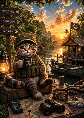 Tactical Cat Relaxing at Base