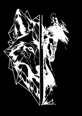 Geometric Wolf and Spirit Split Design