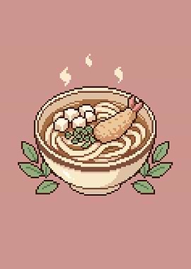 Pixel Art Tempura Udon Bowl