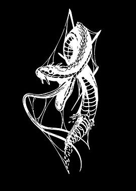 White Snake in Webbing Illustration