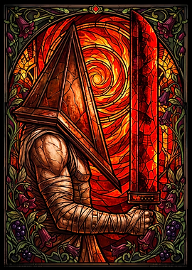 Pyramid Head Stained Glass Art
