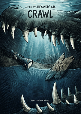 Crawl Movie Horror Thriller Minimalist Wall Art