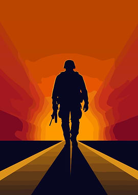 Soldier Silhouette at Sunset