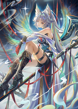Feathered Fox Girl Anime Illustration