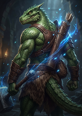 Green Dragonborn Warrior