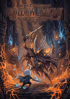 Hollow Knight Battle Scene Poster