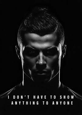 black and white Cristiano Motivational Portrait poster
