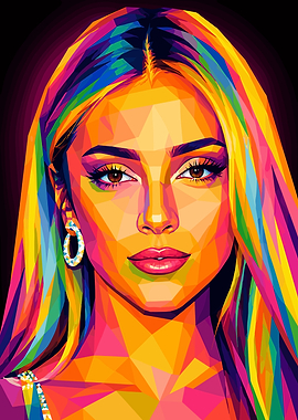 Colorful Low Poly Portrait of Woman ana mena