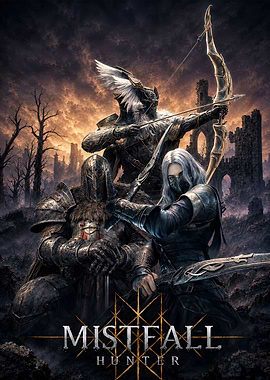 Mistfall Hunter Fantasy Game Poster