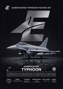 sleek Eurofighter Typhoon Fighter Jet Infographic Poster