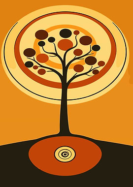 Abstract Geometric Tree Illustration