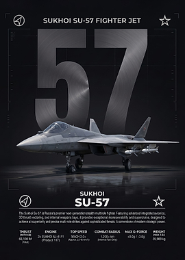 slek Sukhoi Su-57 Fighter Jet Infographic Poster