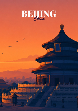 Beijing Temple of Heaven Sunset Poster