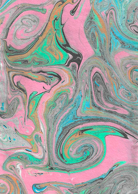 Abstract Pink and Teal Marble Swirl