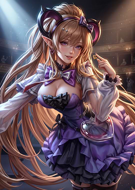 Anime Girl in Purple Stage Outfit