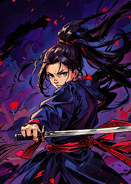 Anime Samurai Warrior with Katana
