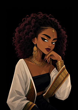 Elegant Woman with Curly Hair
