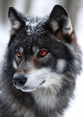 Wolf with Glowing Amber Eyes