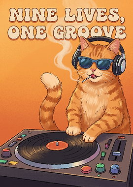 Cool DJ Cat Playing Records