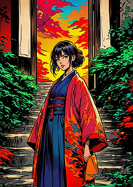 Anime Girl in Traditional Kimono