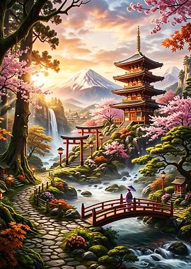 Serene Japanese Temple Landscape