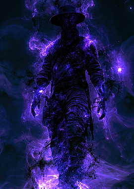 Ethereal Cowboy in Purple Smoke