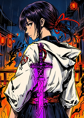 Anime Girl with Glowing Sword