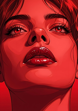 Cinematic Red Neon Portrait Comic Girl