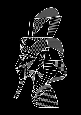 Geometric Pharaoh Line Art