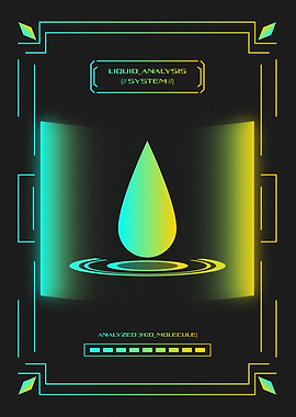 Cyberpunk Liquid Analysis Water Droplet Sci-Fi HUD