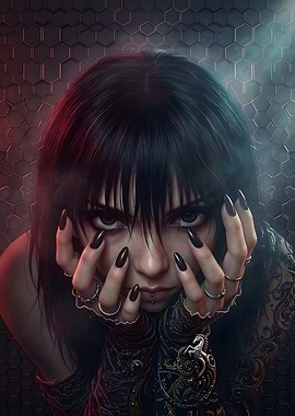 Gothic Cyberpunk Portrait with Dark Aesthetic