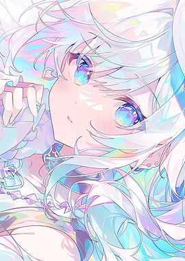 Iridescent Anime Girl Portrait
