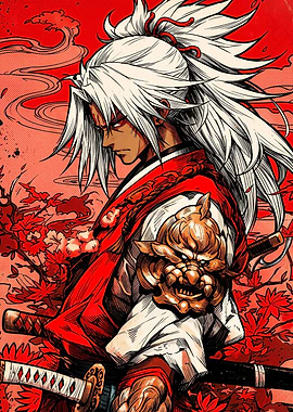 Samurai Warrior with White Hair