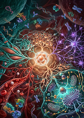 Biological Systems and Cellular Anatomy Illustration