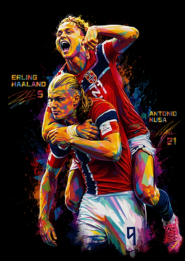Erling Haaland and Antonio Nusa Poster