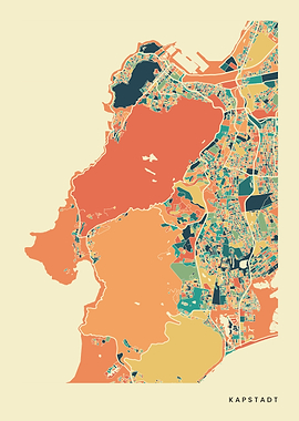 Cape Town Colorful Retro City Map