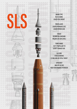NASA SLS Rocket Technical Infographic - Artemis misssion to the Moon