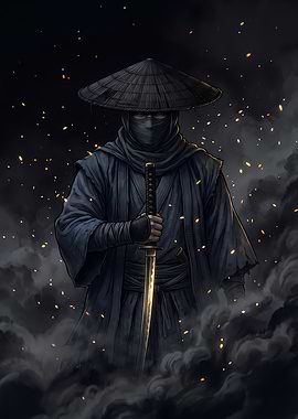 Stealthy Ninja Warrior with Katana