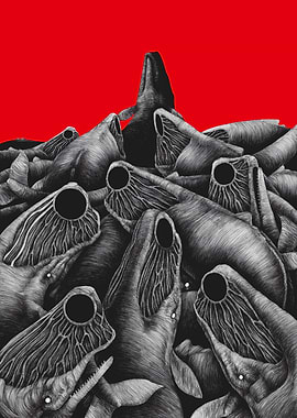 Surreal Black and White Whale Pod