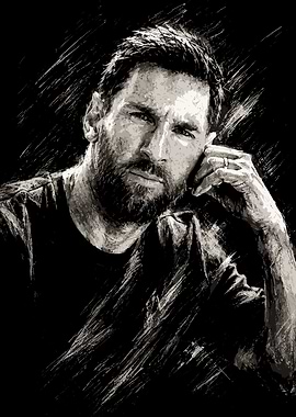 Lionel Messi Charcoal Style Portrait