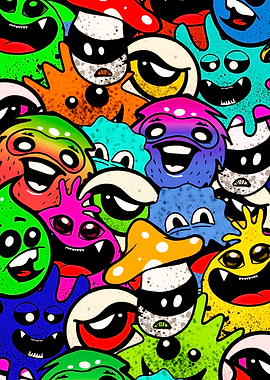 Colorful Doodle Monster Pattern