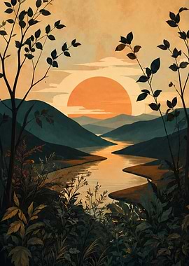 Where Dreams Flow | Serene Sunset Over Mountain River