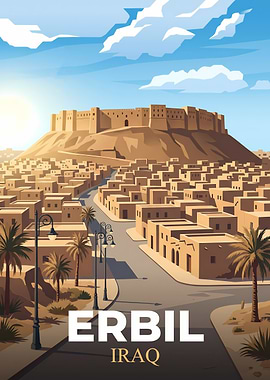 Erbil Citadel Iraq Travel Poster