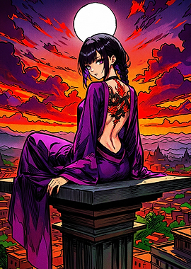 Anime Girl with Dragon Tattoo