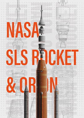 NASA SLS Rocket and Orion Poster - Artemis Moon Launch