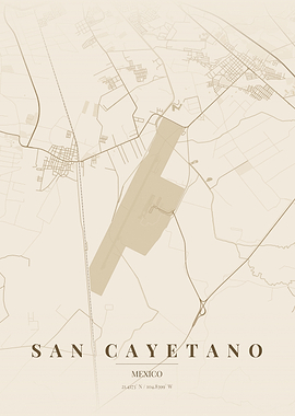 San Cayetano Mexico Map Print