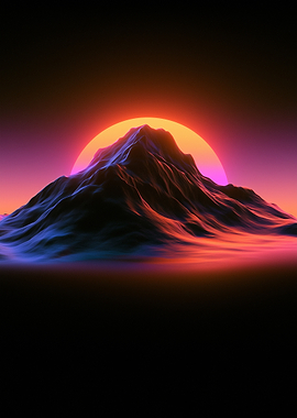 Synthwave Mountain Sunset