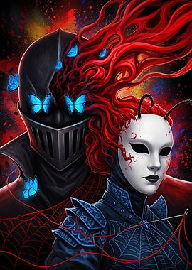 Knight and Masked Figure Fantasy Art