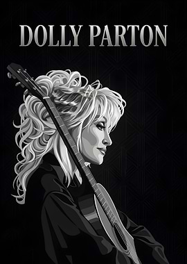 Dolly Parton Black and White Portrait